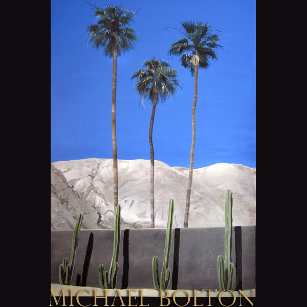 Three Palms, Four Cacti - 32x48 - Acrylic on Board